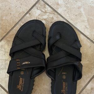 PARAGON Men's Black Leather Sandals